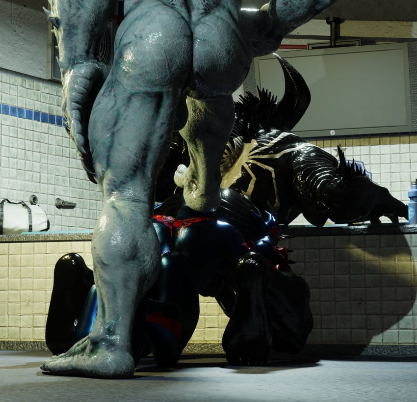 3d anti-venom calf_muscles fallen_venom gay male_only marvel miguel_o'hara monster_dilf muscular_ass muscular_male tagme venom venom_(marvel) yaoi