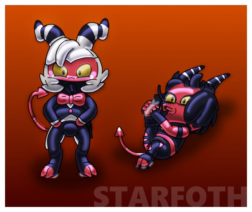 clothing cobalt_(character) helluva_boss millie_(helluva_boss) moxxie_(helluva_boss) rubber rubber_clothing rubber_suit star_art_hd starfoth_(character)