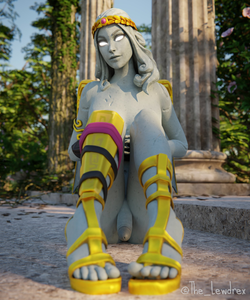 1futa 3d alternate_version_available blender bottomless detailed_background epic_games erect_penis erection feet female female_focus female_only fortnite futa_only futanari gladiator_sandals glowing glowing_eyes headwear highres legs_up legwear lewdrex looking_at_viewer nude nude_female nude_futanari on_floor outdoors outside penis pillar presenting presenting_feet presenting_penis shadow shoes sitting solo solo_focus stoneheart sun sunlight topless watermark white_eyes