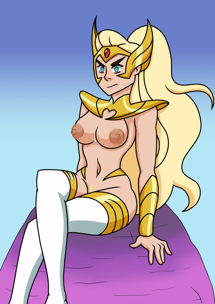 1girls 2020s 2023 adora angry annoyed anonymous_artist areolae armor blonde_female blonde_hair blonde_pubic_hair blue_background blue_eyes boots breasts crossed_legs cyan_background female female_only gradient_background hi_res human large_breasts light-skinned_female light_skin long_hair looking_at_viewer nipples nude nude_female on_rock pauldrons platinum_blonde_hair ponytail pubic_hair rock she-ra she-ra_and_the_princesses_of_power simple_background sitting solo thick_thighs thighhigh_boots thighhighs tiara very_long_hair wardrobe_malfunction white_thigh_boots white_thighhighs