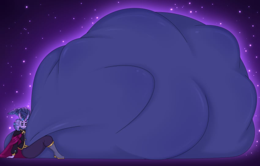 aaanya anthro_pred belly_bigger_than_body calamity_mod hyper hyper_belly male male_pred mass_vore purple_skin scalie terraria the_devourer_of_gods vore vore_belly