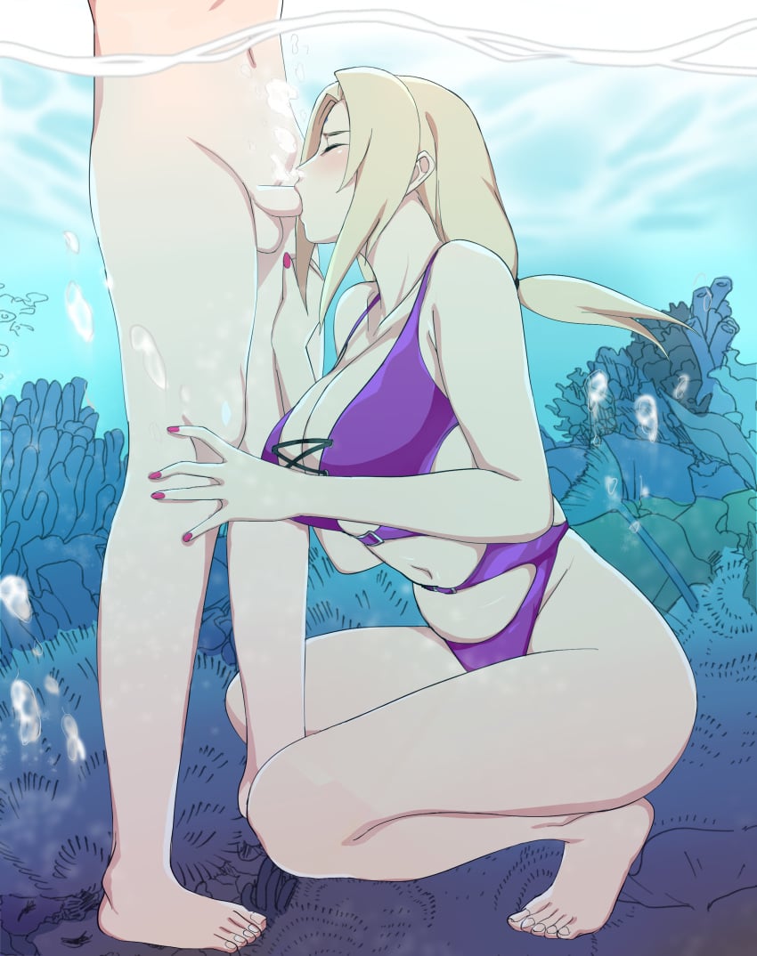 1boy 1girls air_bubbles barefoot big_breasts blowjob breasts busty cleavage closed_eyes clothed_female_nude_male feet fellatio fingernail_polish huge_breasts in_water lipstick makeup mature mature_female mature_woman nail_polish naruto naruto_(series) naruto_shippuden one-piece_swimsuit oral oral_sex partial_male penis penis_in_mouth pink_nails reofenja revealing_swimsuit sex side_view sideboob squatting standing submerged sucking sucking_penis swimsuit tied_hair top_heavy tsunade twintails underwater underwater_fellatio underwater_sex voluptuous water