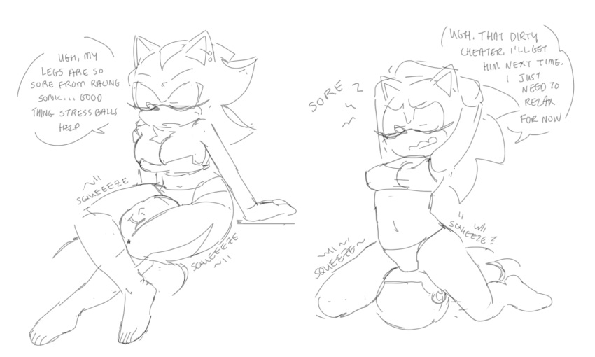 2girls anonymous_character arrow_hearted big_breasts cleavage crop_top dialogue genderswap genderswap_(mtf) shadow_the_hedgehog sketch sonic_(series) sonic_the_hedgehog sonic_the_hedgehog_(series) speech_bubble underwear