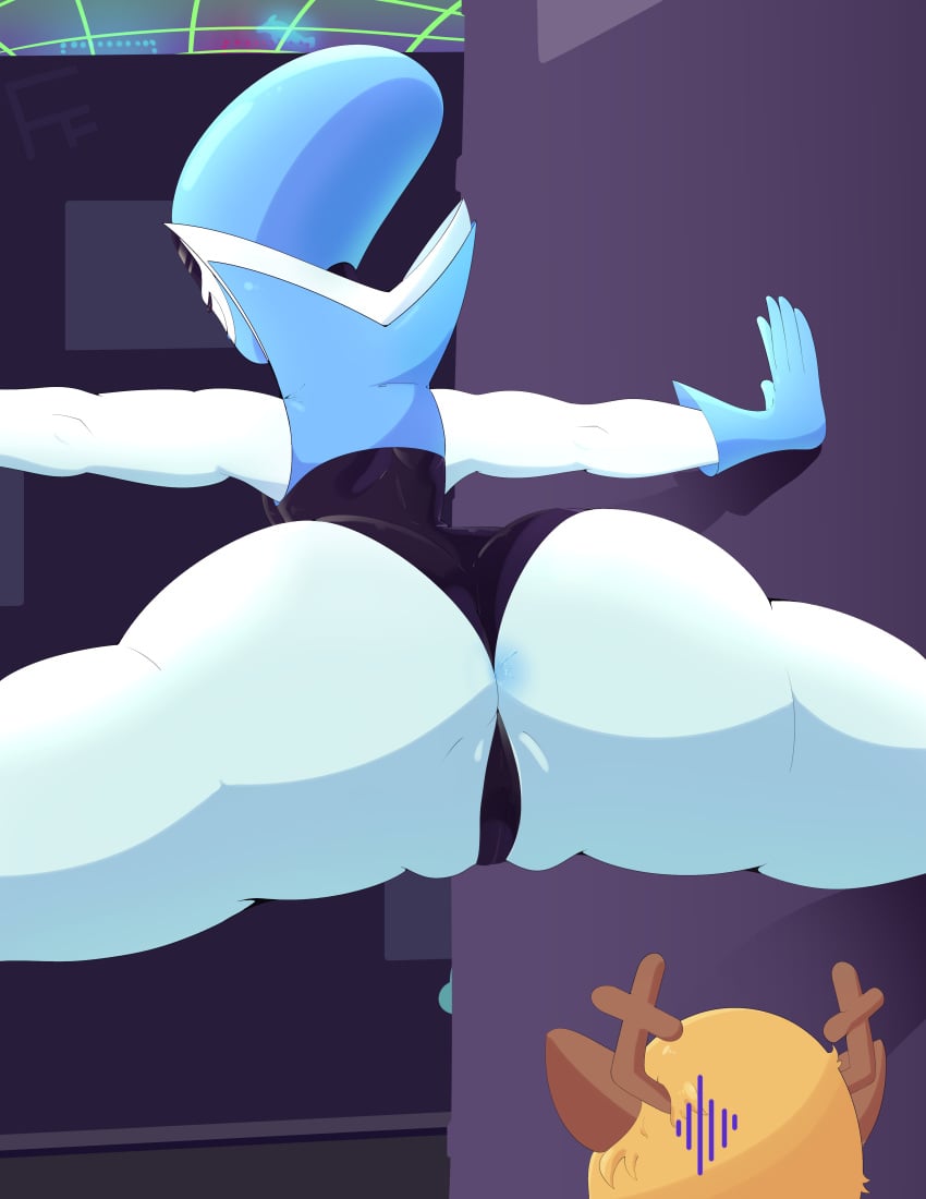 2girls absurd_res alley anthro anus anus_peek big_ass bubble_butt capreoline clothing darkner dat_ass deer deltarune deltarune_alley_scene duo female female_only flashfigure flexible gloves handwear hi_res hiding huge_ass humanoid leotard lesbian looking_at_ass machine mammal milf multiple_girls noelle_holiday queen_(deltarune) reindeer robot splits spread_legs spreading thick_thighs undertale_(series) yuri