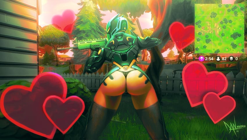 1girls ass big_ass big_butt bubble_ass bubble_butt butt danderfull female female_only fortnite game_ui mask masked masked_female oblivion_(fortnite) solo solo_female