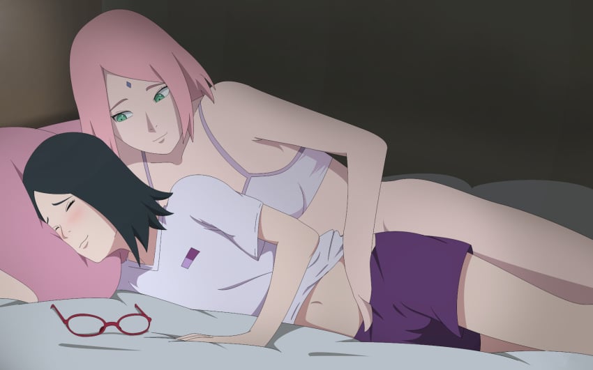 2020s 2023 2girls adult adult_girl age_difference almost_naked anime barely_clothed bedroom black_hair blush blushing boruto:_naruto_next_generations bottomless bottomless_female bra closed_eyes clothed_female_nude_female clothed_sex clothing cuddling dudettes duo duo_female eyes_closed female female/female female_only fingering fingering_partner fingering_pussy fingering_under_clothes glasses glasses_removed green_eyes hand_in_another's_bottomwear hand_under_clothes haruno_sakura heroines incest indoors laying_down laying_on_side lesbians long_hair looking_at_partner looking_pleasured love lying lying_on_side manga milf moderate_tomboys mother_and_daughter multiple_girls naruto naruto_(series) no_panties older_female on_bed on_side optimystic orgasm petite pink_hair purple_bottomwear sakura_haruno sarada_uchiha shirt short_hair shorts smile spoon_position spooning t-shirt teenage_girl teenager tomboys uchiha_sarada white_bra white_topwear younger_female yuri