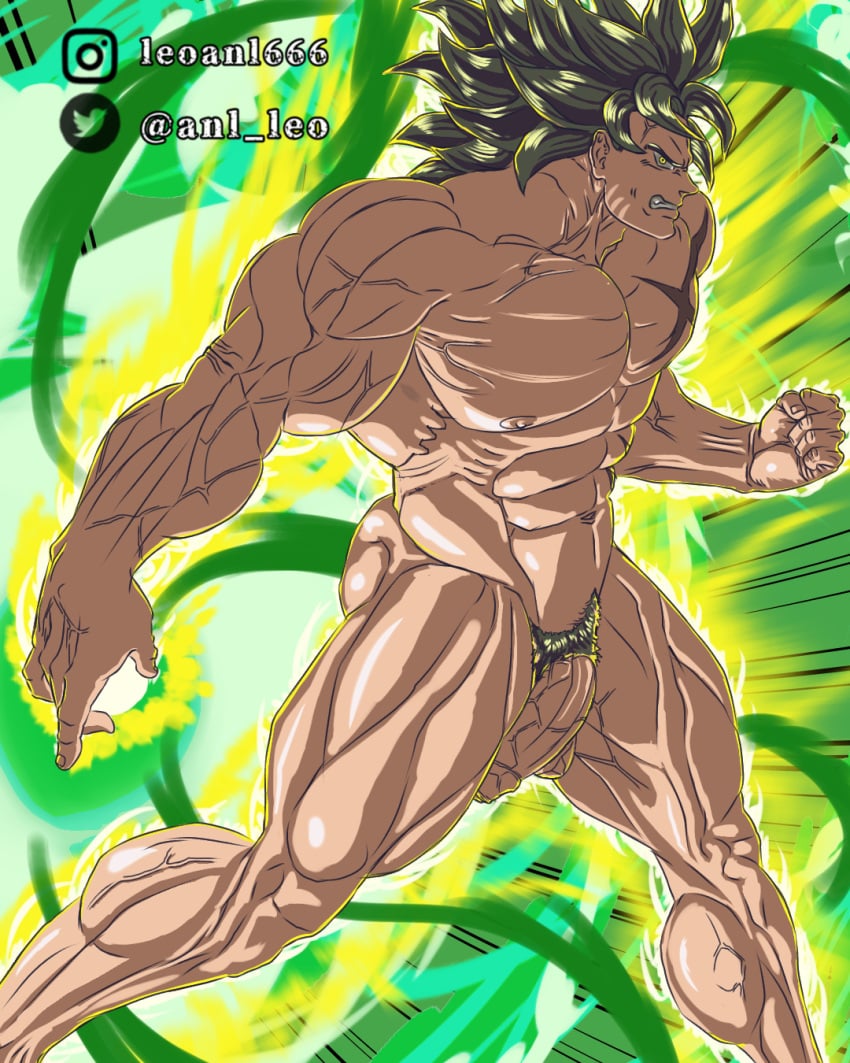 angry angry_expression angry_eyes angry_face bara big_balls big_breasts big_muscles big_penis broly broly_(dragon_ball_super) dragon_ball dragon_ball_super dragon_ball_z fan_art huge_ass huge_balls huge_butt huge_testicles huge_thighs male male_only muscles naked naked_male nude nude_male solo super_saiyan