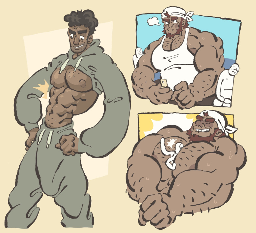 balls bara beard big_balls big_penis blush boner bulge erection erection_under_clothes facial_hair fully_clothed male male_only milosoba1 muscles muscular penis size_difference sweat sweating