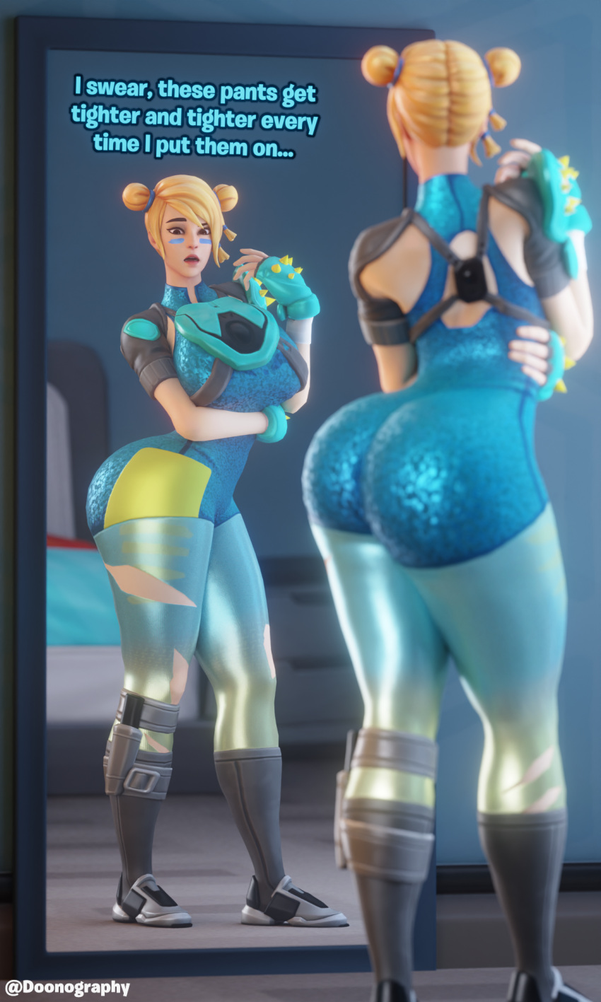 3d admiring_self ass ass blender breasts butt_expansion clothed curvy dialogue doonography expansion female female_focus female_only fortnite fortnite:_battle_royale hourglass_figure huge_ass looking_at_self mirror mirror_reflection moxie_(fortnite) ripped_clothing ripped_pants spandex sparkles tears text thick thick_thighs thighs tight_clothing