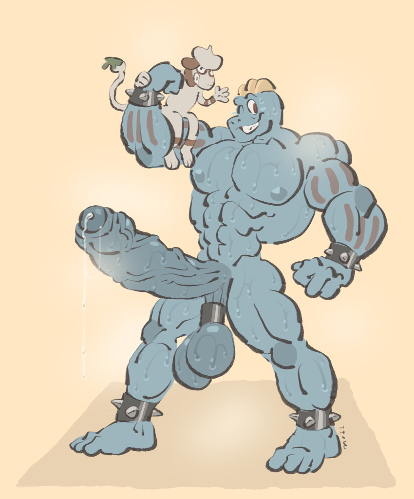 balls bara big_balls big_penis boner erection flexing machoke male male_only milosoba1 muscles muscular musk nintendo nude penis pokemon pokemon_(species) precum size_difference smeargle sweat sweating