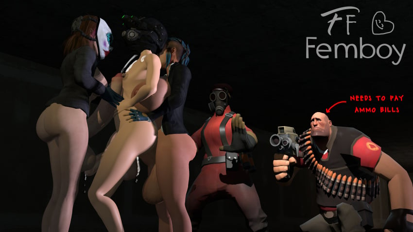 3d 4k camera clover_(payday_2) excessive_foreskin fempyro foreskin funnyfrenchfemboy futa_on_male futanari heavy_weapons_guy huge_cock male payday_2 payday_masks penis self_upload shooting sydney_(payday_2) team_fortress_2 tf2