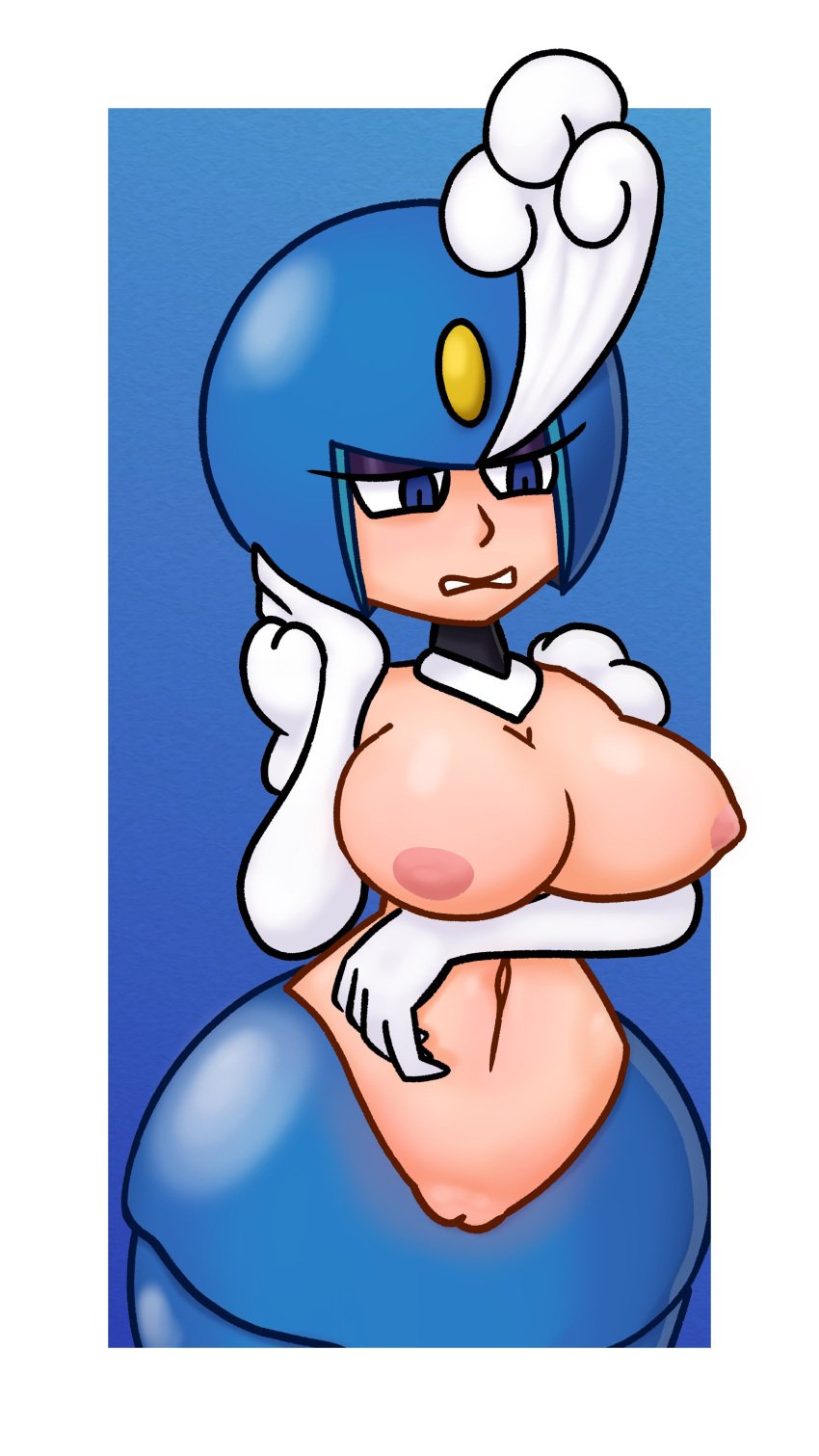 1girls android areolae breasts helmet mega_man mega_man(classic) mermaid paperbagnsfw pussy robot_girl splash_woman