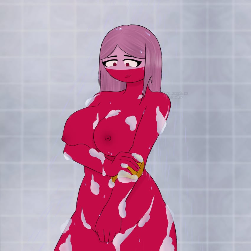 1girls breasts countryhumans countryhumans_girl hair long naked naked_female nude nude_female poland poland_(countryhumans) red_body showering solo solo_female solo_focus xx.canada.xx