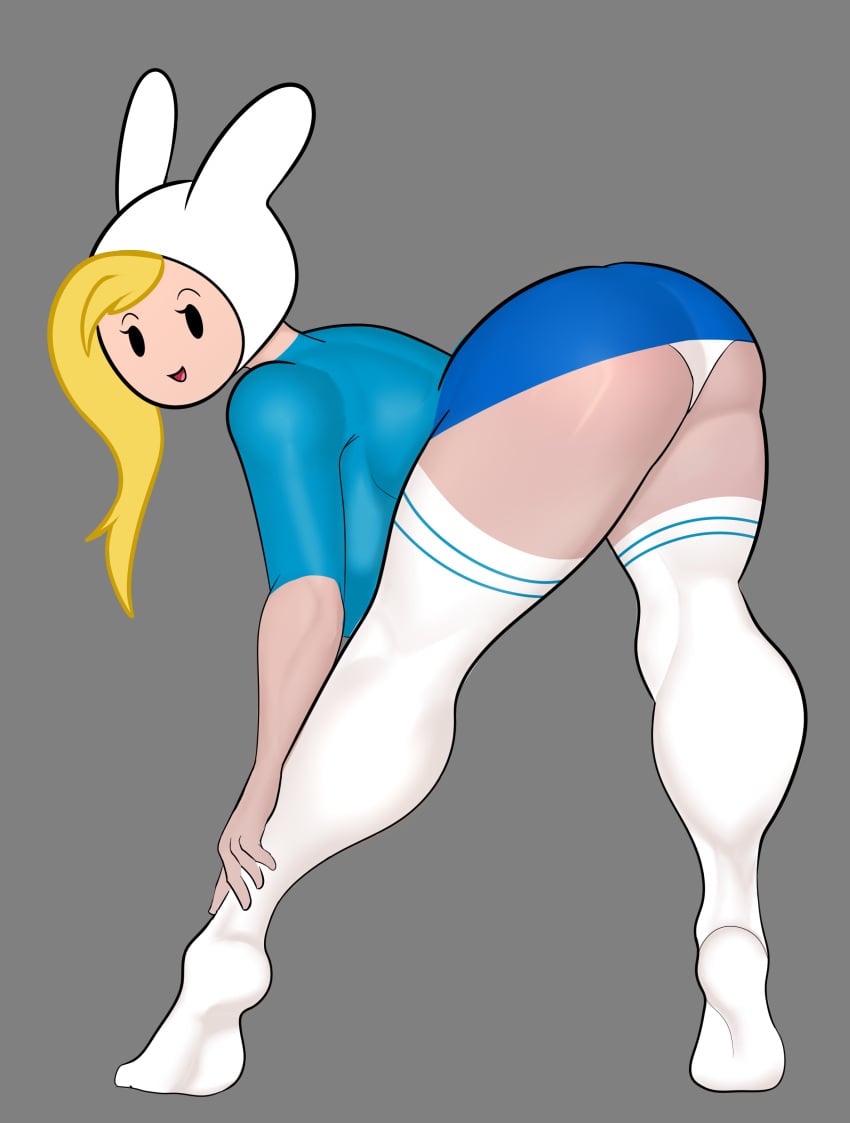 1girls adventure_time ass big_breasts blonde_hair clothed clothing female female_only fionna_the_human_girl human legs legwear looking_at_viewer no_shoes pale_skin panties socks the_k-hole_(artist)