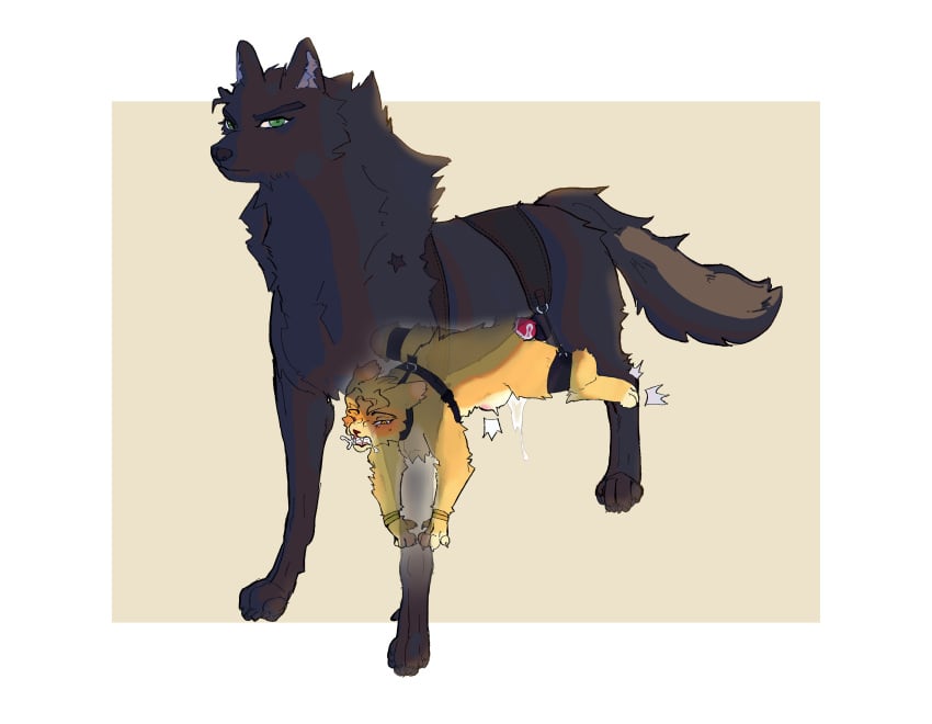 absurd_res boni_(artist) canid canine canis dio_brando domestic_cat duo felid feline felis feral hi_res jojo's_bizarre_adventure jotaro_kujo male male/male mammal stardust_crusaders wolf