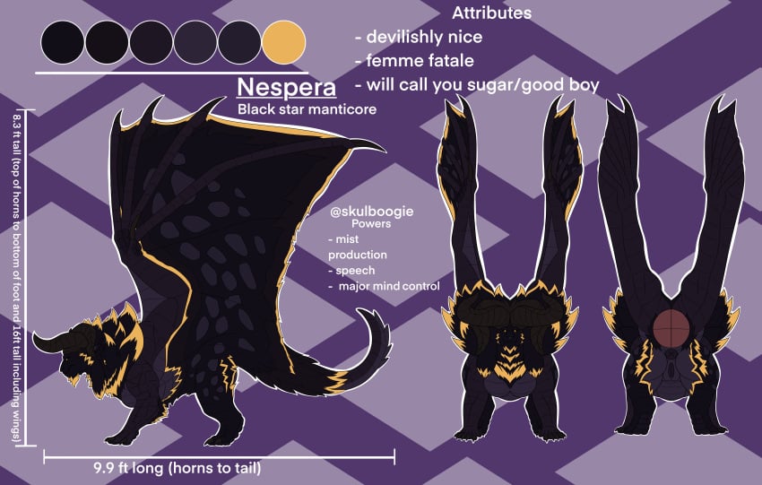 absurd_res animal_genitalia animal_pussy anus dragon felid female feral fur genitals hi_res horn iranian_mythology mammal manticore middle_eastern_mythology model_sheet mythology nespera purple_body purple_fur pussy skulboogie solo yellow_body yellow_eyes yellow_fur