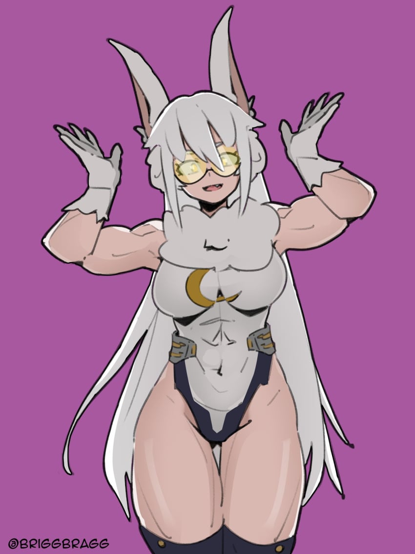 1girls abs android_girl big_breasts breasts briggbragg bunny_ears cosplay crossover_cosplay female female_focus female_only fit fit_female leotard long_hair miruko_(cosplay) muscular_female my_hero_academia solo thick_thighs toned toned_female very_long_hair virtual_youtuber vshojo white_hair zentreya