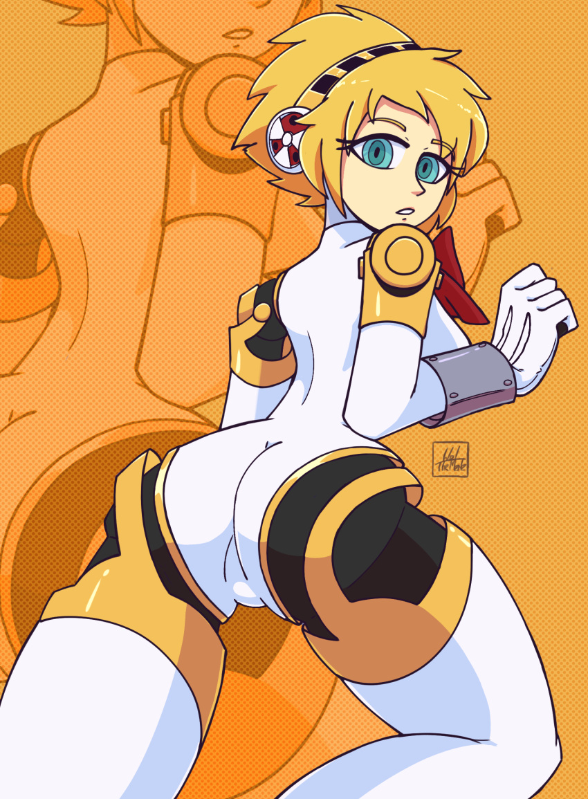 1girls 2022 aigis_(persona) android ass ass_focus back blonde_hair blue_eyes female female_only megami_tensei persona persona_3 robot robot_girl welthemente