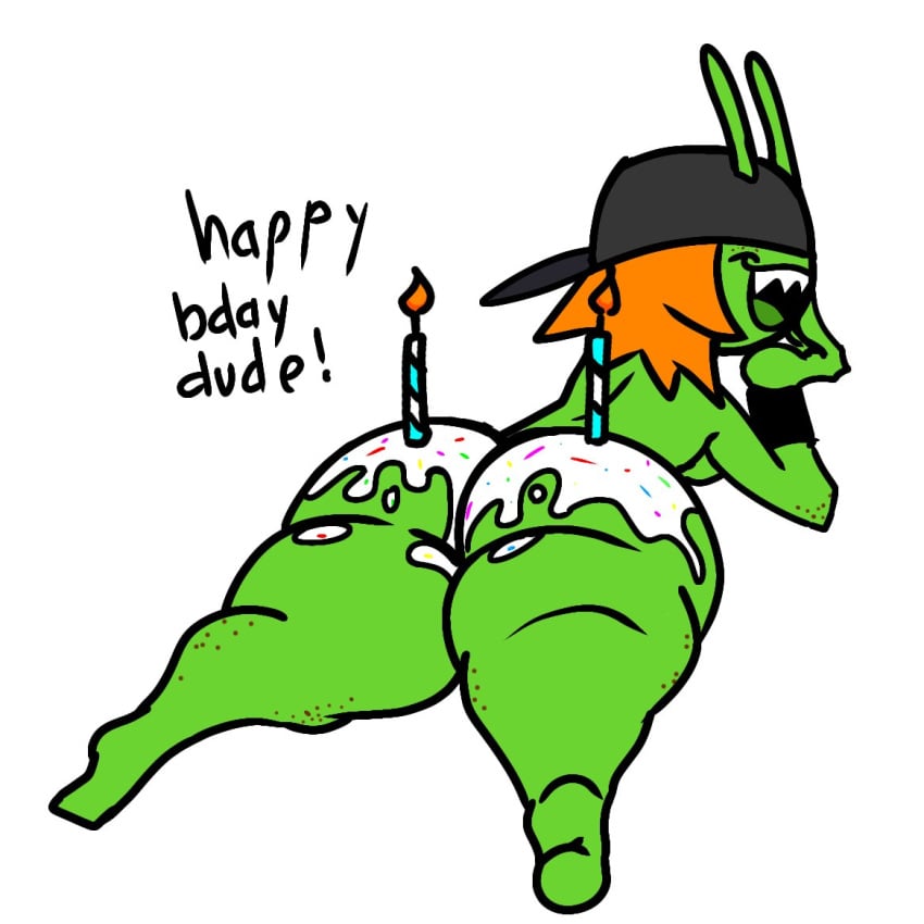 1girls antennae ass big_ass big_butt black_cap breasts cake caked_up female female_only fizz_(safres) freckles freckles_on_ass freckles_on_thighs frosting frosting_on_ass frosting_on_butt green_body green_skin green_tongue legs_spread nanodude78 nude nude_female orange_hair pussy safres_0 sharp_teeth shiny_skin spread spread_legs tagme