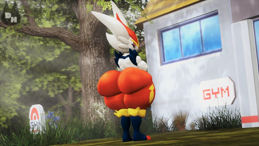 1boy 3d anthro big_ass big_butt bunny bunny_ears cinderace femboy huge_ass large_ass looking_at_viewer looking_back male male_only pokemon pokemon_gym red_eyes red_nose sfm thick_thighs totallyd white_body white_fur wide_hips