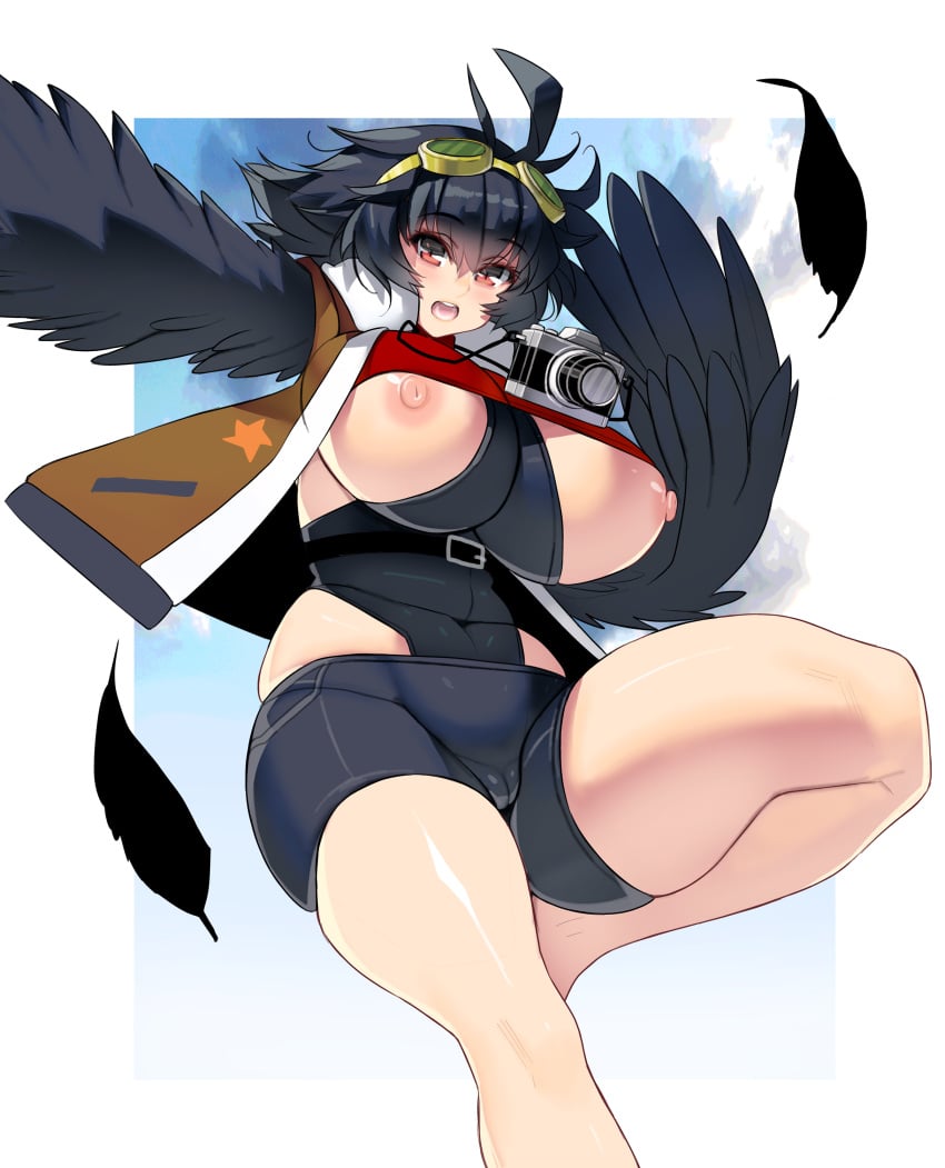 1girls big_ass big_breasts big_nipples breasts brown_hair covered_nipples feathers female frosted_fricks frostedfricks gravure harpy harpy_vtuber huge_breasts huge_nipples large_breasts large_nipples light-skinned_female light_skin nip_slip pigeon_harpy solo swim_suit thick_thighs underboob vinny_harpy vinny_the_pigeon_harpy virtual_youtuber vrchat vtuber wardrobe_malfunction wings