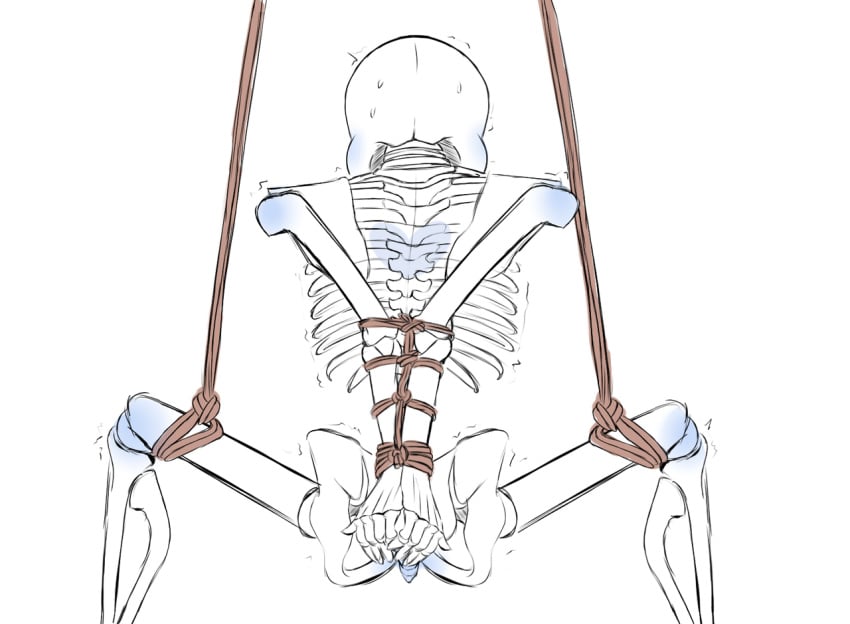 animated_skeleton back_view bondage bound_arms bound_hands bound_legs bound_wrists completely_naked completely_nude legs_apart legs_spread naked nsfwgarbagedump_(artist) nude rope rope_bondage sans skeleton solo spread_legs sweat tied_arms tied_hands tied_legs tied_up undertale undertale_(series) white_background