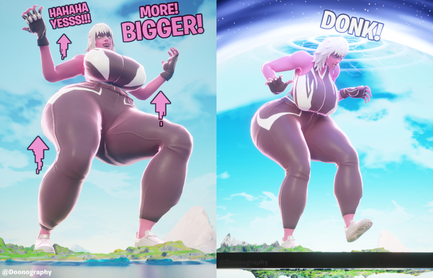 3d ass ass_expansion blender breast_expansion breasts dialogue doonography female female_only fortnite fortnite:_battle_royale giantess growing growth harlowe_(fortnite) hitting_head huge_ass huge_breasts huge_thighs larger_female reality_zero sequence solo thick_ass thick_legs thick_thighs