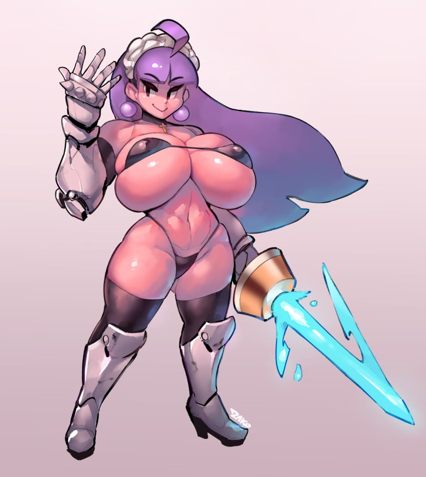 armor armored_boots armored_gloves big_breasts bikini bikini_bottom bikini_top bimbo breasts eclair_(la_pucelle_tactics) female_knight gigantic_breasts huge_breasts hyper_breasts la_pucelle_tactics large_breasts massive_breasts muscular muscular_female nippon_ichi_software princess royalty skimpy_bikini thick_thighs thighs zako_(arvinry)