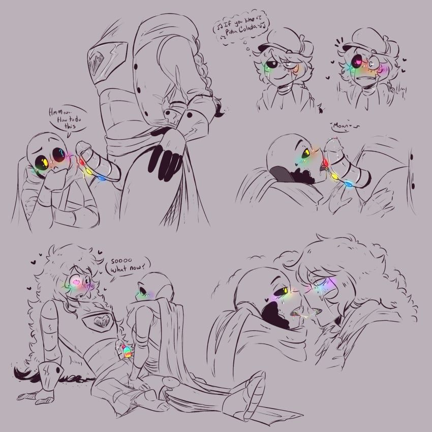 2d 2d_(artwork) 2d_artwork blush dialogue english english_dialogue english_text ghostskeleto heart ink_sans ink_sans_(fan_character) inktale kissing licking_penis napstaton robot sans sans_au skeleton tagme text uncensored uncensored_penis undertale undertale_(series) undertale_au