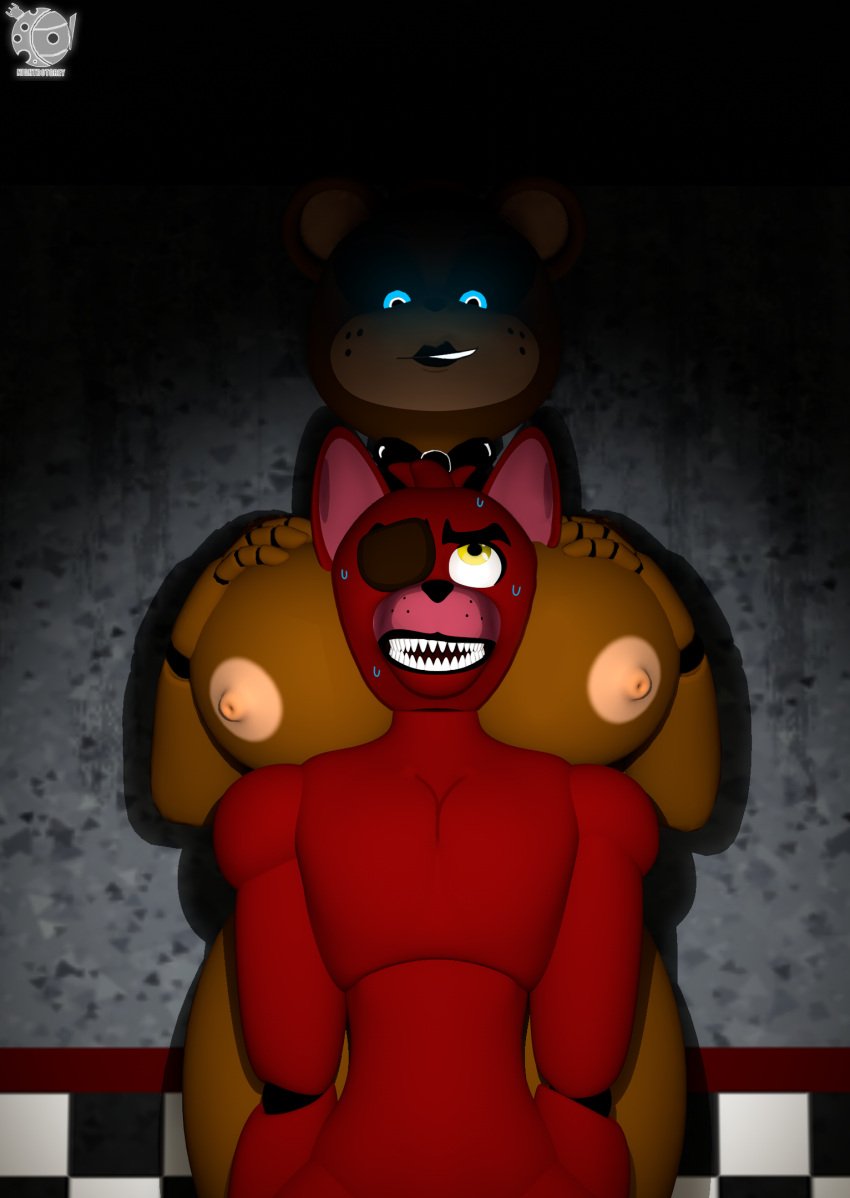 big_breasts big_girl breasts five_nights_at_freddy's five_nights_at_freddy's_2 fnaf foxy_(fnaf) freddy_(fnaf) horny nightbotgrey straight