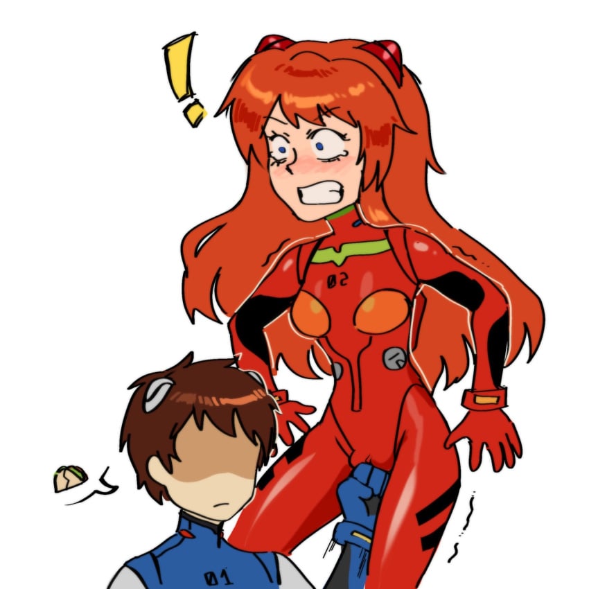 1boy 1girls artist_request asuka2400 asuka_langley_sohryu blue_eyes bodysuit cameltoe crotch_shot cunt_punt cuntbusting dominant_male female low_blow male male_dominating male_dominating_female neon_genesis_evangelion pain painful pussy_outline pussy_punch pussy_torture shinji_ikari taco vagina_torture