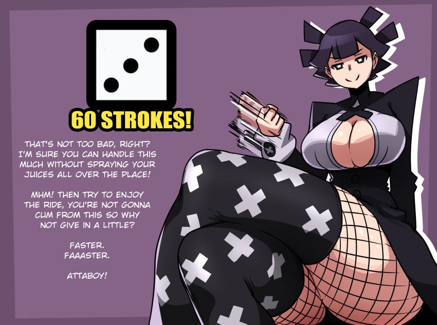 cleavage cleavage_cutout fishnets fully_clothed jedyne_(mosbles) jerk_off_instructions joi large_breasts mosbles original original_character original_characters thick_thighs