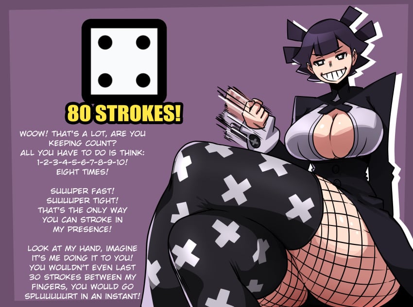 cleavage cleavage_cutout fishnets fully_clothed jedyne_(mosbles) jerk_off_instructions joi large_breasts mosbles original original_character original_characters thick_thighs