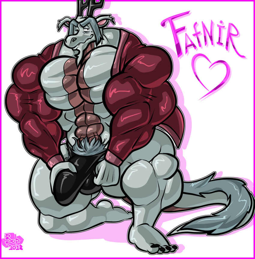 anthro antlers balls bara big_balls big_penis bobthetanuki bulge fafnir_(little_witch_academia) furry little_witch_academia male male_only muscles muscular penis solo solo_male