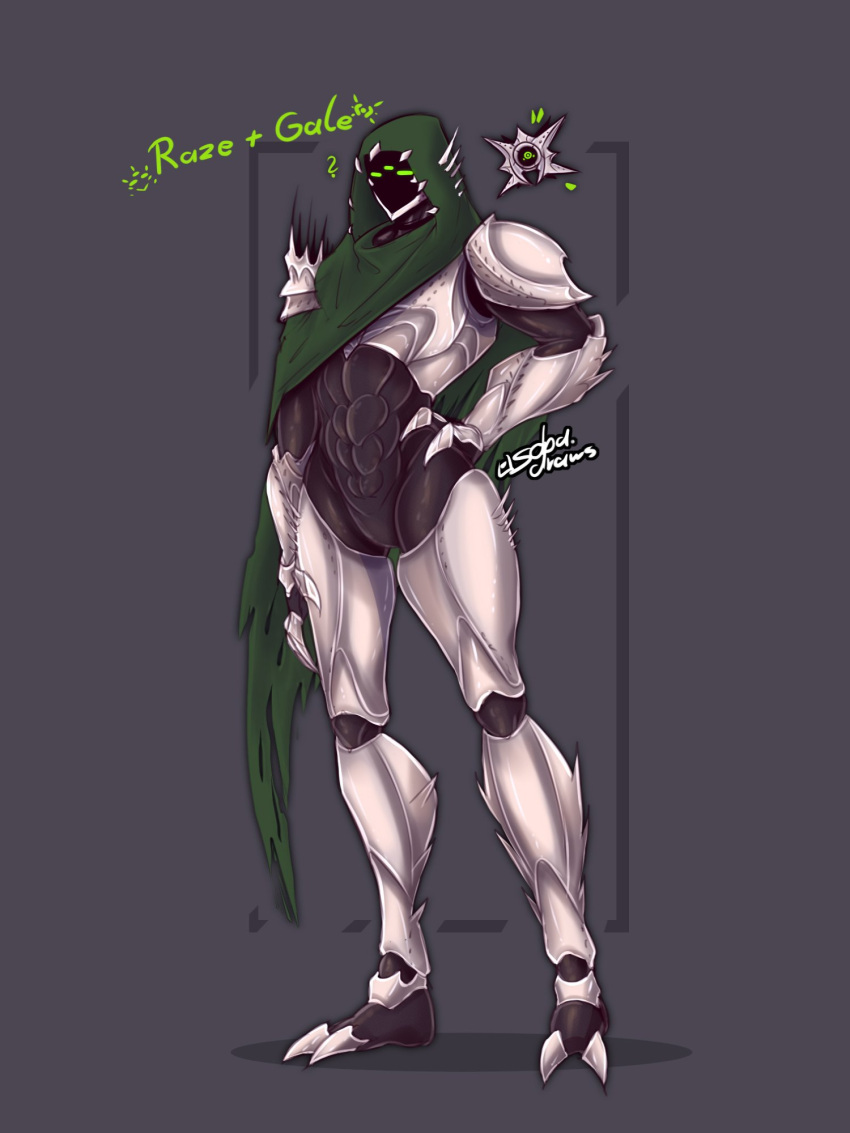 1boy 2d 3_eyes abs alien alien_boy bungie destiny_(game) destiny_2 featureless_crotch ghost_(destiny) green_eyes grey_background guardian_(destiny) hive_(destiny) hive_guardian hood hunter_(destiny) male male_focus male_only monty_nsfw multi_eye muscular muscular_male muscular_thighs solo solo_male