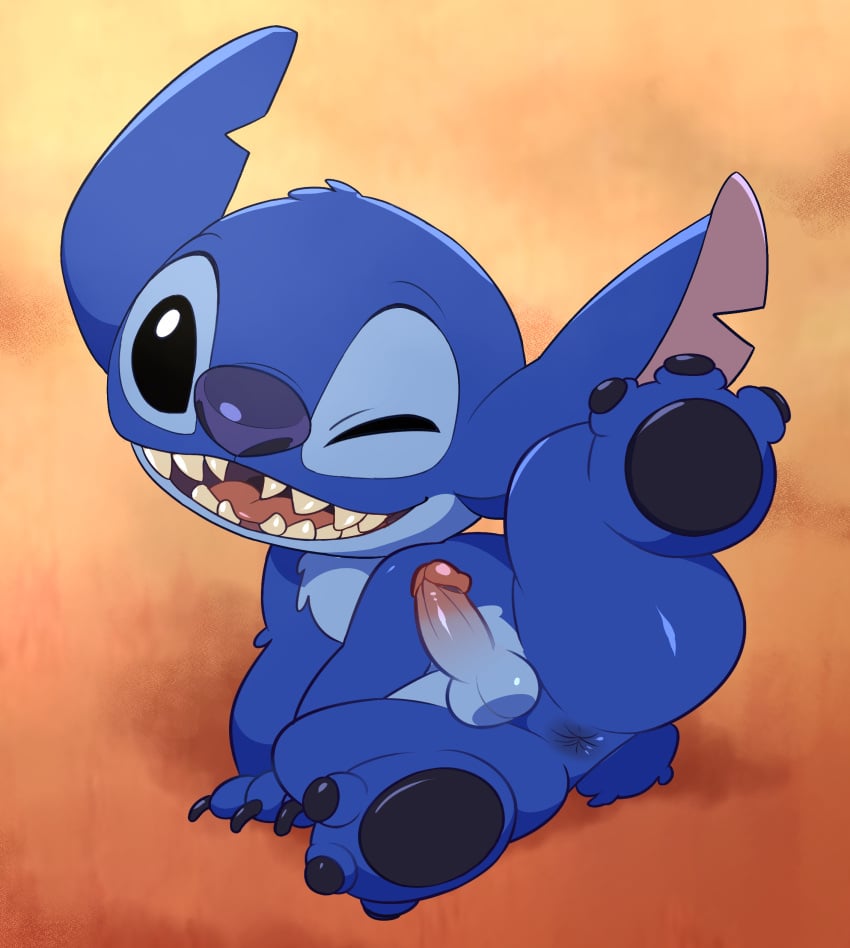 absurd_res alien anus balls cute cute_smile disney erection experiment_(lilo_and_stitch) genitals hentaib hi_res humanoid_genitalia humanoid_penis lilo_and_stitch male male_only one_eye_closed penis solo stitch stitch_(lilo_and_stitch) wink