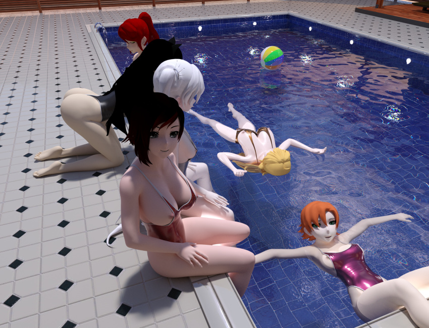 3d 6+girls ass ass_out beach_ball black_hair blake_belladonna blonde_hair breasts breasts_out_of_swimsuit cat_ears catgirl color digital_media_(artwork) faunus feet female female_only floating green_eyes kemonomimi long_hair looking_at_viewer lovingrwby multiple_girls nipple_slip nora_valkyrie on_all_fours one-piece_swimsuit orange_hair ponytail pool poolside public_nudity pyrrha_nikos red_hair rooster_teeth ruby_rose rwby short_hair side_ponytail silver_eyes smile team_rwby two_tone_hair water weiss_schnee white_hair yang_xiao_long