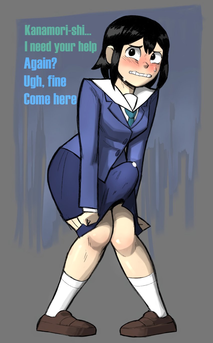 1futa acidsticky ass big_ass big_penis black_hair blush breasts clothed clothing commission eizouken_ni_wa_te_wo_dasu_na! embarrassed english_text erection erection_under_clothes erection_under_skirt fully_clothed futa_only futanari hiding_erection human keep_your_hands_off_eizouken knees_together_feet_apart light-skinned_futanari light_skin midori_asakusa penis precum precum_through_clothing school_uniform schoolgirl short_hair solo standing sweatdrop tenting text