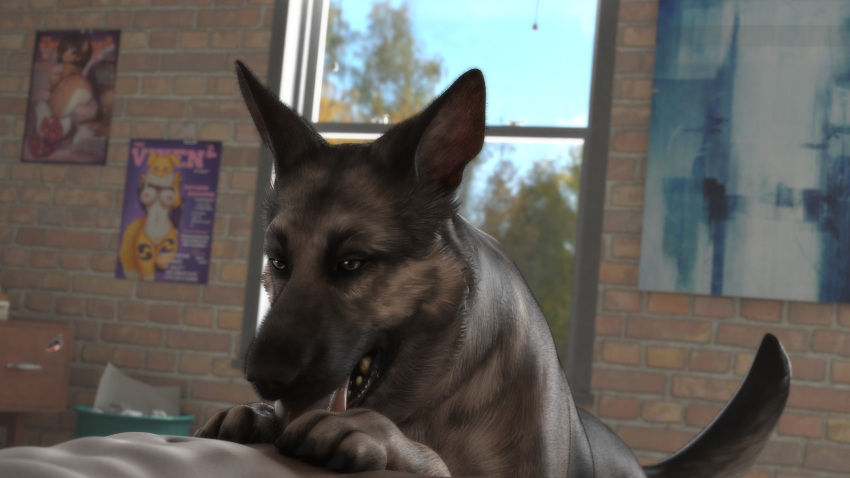 3d_(artwork) absurd_res ambiguous_gender bethesda_softworks bodily_fluids brown_eyes canid canine canis dark_skin digital_media_(artwork) dogmeat domestic_dog dominant_feral duo fallout fellatio fellatio_from_feral feral genitals german_shepherd herding_dog hi_res human human_on_feral interspecies licking male male_on_feral malesub mammal oral oral_sex pastoral_dog penile penis s.k.d saliva saliva_on_tongue sex snow_kitsune tongue tongue_out uncensored video_games zoophilia