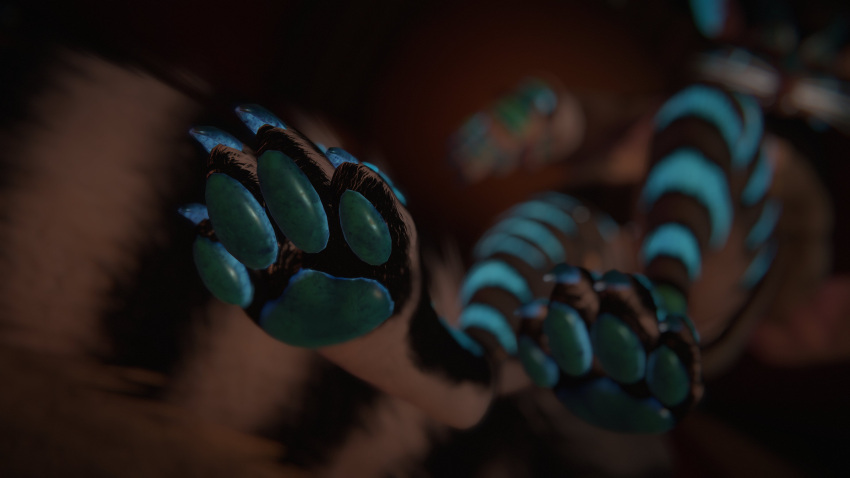 arcadiuslewd blue_markings blue_pawpads blurry_background canid canine claws close-up feet_focus fur furry furry_only furry_tail low-angle_view paw_focus paws rexouium stripes_(marking) tagme tail twitter url vr_media vrchat white_fur