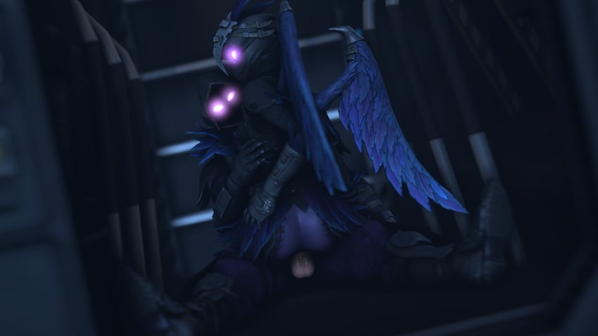 all_the_way_in big_penis clothed clothing fortnite glowing_eyes laying_down penis ravage_(fortnite) raven_(fortnite) riding riding_penis ripped_clothing ripped_clothing touching_breast unknown_artist