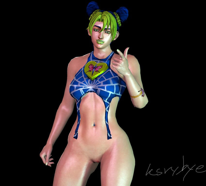 1girls 3d 3d_(artwork) female female_only green_eyes green_hair jojo's_bizarre_adventure jolyne_kujo ksrybye sfm solo source_filmmaker stone_ocean