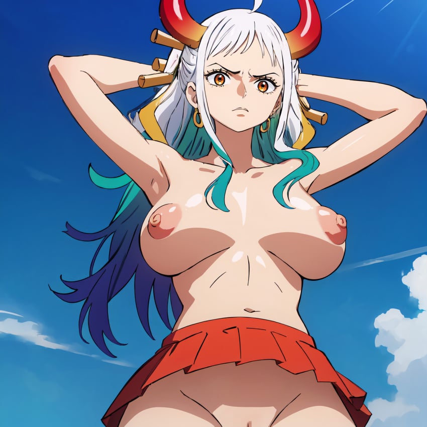 ai_generated big_breasts breasts female female_only koikoi no_bra no_hands one_piece stable_diffusion yamato_(one_piece)