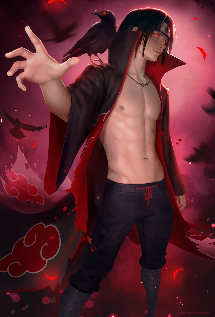 1boy akatsuki_(naruto) black_hair male male_only naruto naruto_(series) naruto_shippuden necklace red_eyes solo standing uchiha_itachi zarory