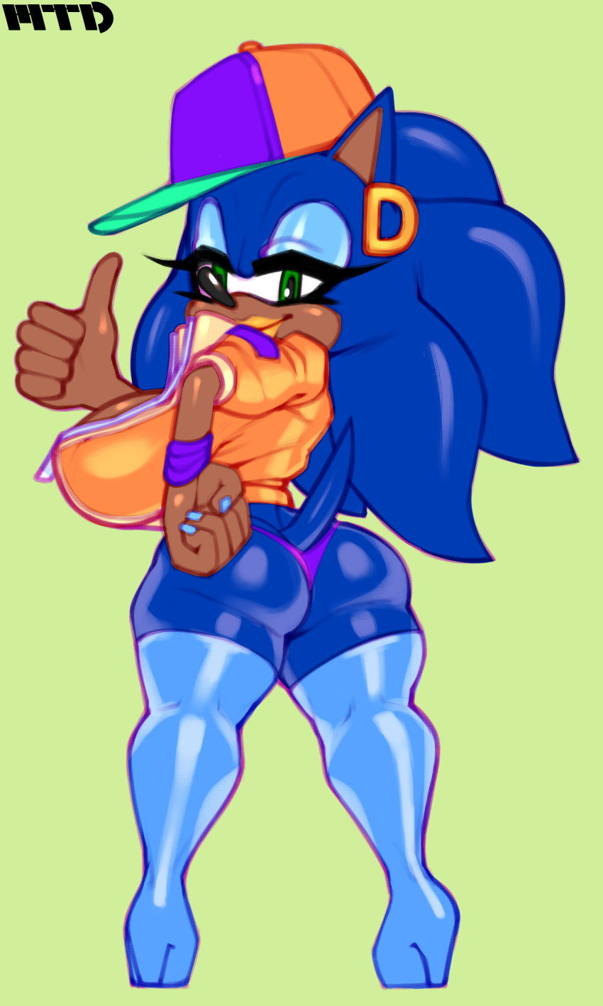 anthro big_ass blue_fur blue_hair booty_shorts dark-skinned_female fat_ass genderswap_(mtf) huge_breasts marthedog missphase rule_63 sonic_(series) sonic_the_hedgehog sonic_the_hedgehog_(series) sonique_the_hedgehog tagme thick_thighs thigh_boots thighhighs