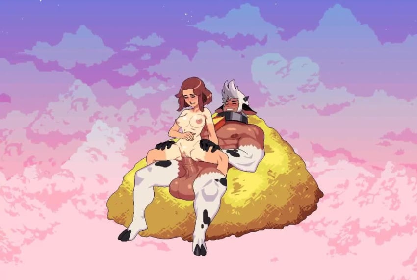 anime cloud_meadow country_girl cowman eve_(cloud_meadow) farm game humanoid male milking