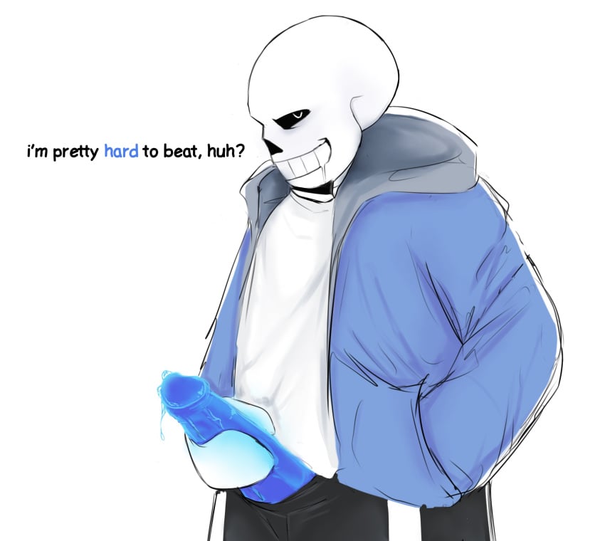 2d 2d_(artwork) 2d_artwork artist_request clothed color dialogue ectopenis ectoplasm english english_dialogue english_text penis sans skeleton tagme tagme_(artist) text uncensored uncensored_penis undertail undertale undertale_(series)