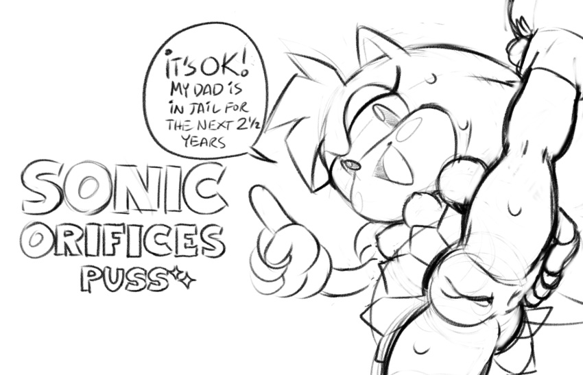 2023 amy_rose anthro anus ass bodily_fluids bottomless breasts classic_amy_rose classic_sonic_(universe) clothed clothing dialogue english_text eulipotyphlan female genitals gloves hair handwear hedgehog hotred is_(artist) looking_at_viewer looking_down looking_down_at_viewer mammal monochrome nipples open_mouth open_smile pussy sega servedasis simple_background smile solo sonic_(series) sonic_the_hedgehog_(series) sweat talking_to_viewer text