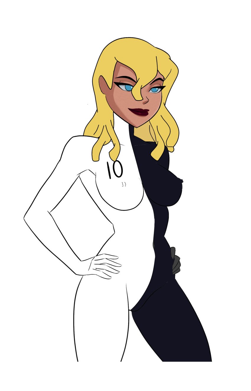 1girls batman_(series) batman_beyond blonde_hair dc dc_comics dcau edit female female_only fully_clothed m3400 melanie_walker nsfw solo spandex spandex_suit sunsetriders7 ten_(royal_flush_gang) transparent_background