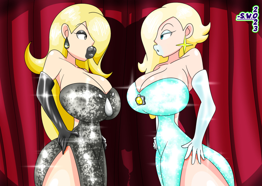 cynthia_(pokemon) huge_ass huge_breasts jessica_rabbit_(cosplay) mario_(series) pokémon pokemon princess_rosalina superweirdman thick_lips thick_thighs who_framed_roger_rabbit wide_hips